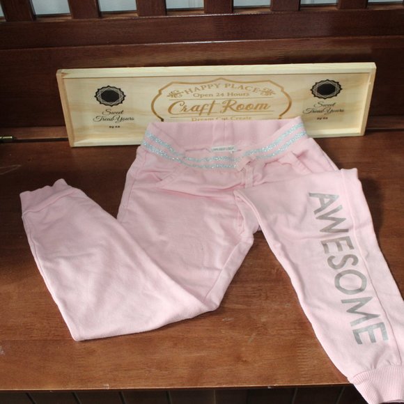 LOVE REPUBLIC "AWESOME" Pink and Silver Girls 6X Sweatpants Joggers - Picture 6 of 13